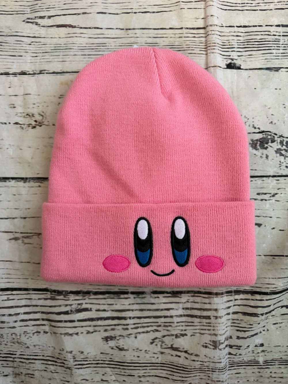Kirby Anime Plush Knitted Hat Unisex Embroidered Winter Hat Plush Knitted Beanie